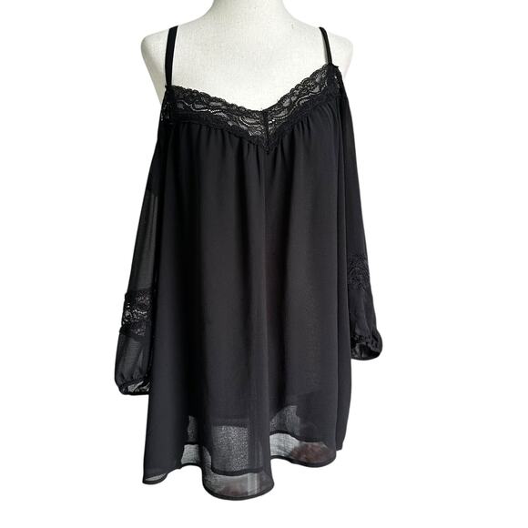 torrid Tops - Torrid Black Spaghetti Strap Blouse Women Top Plus Size 0 | 50-15